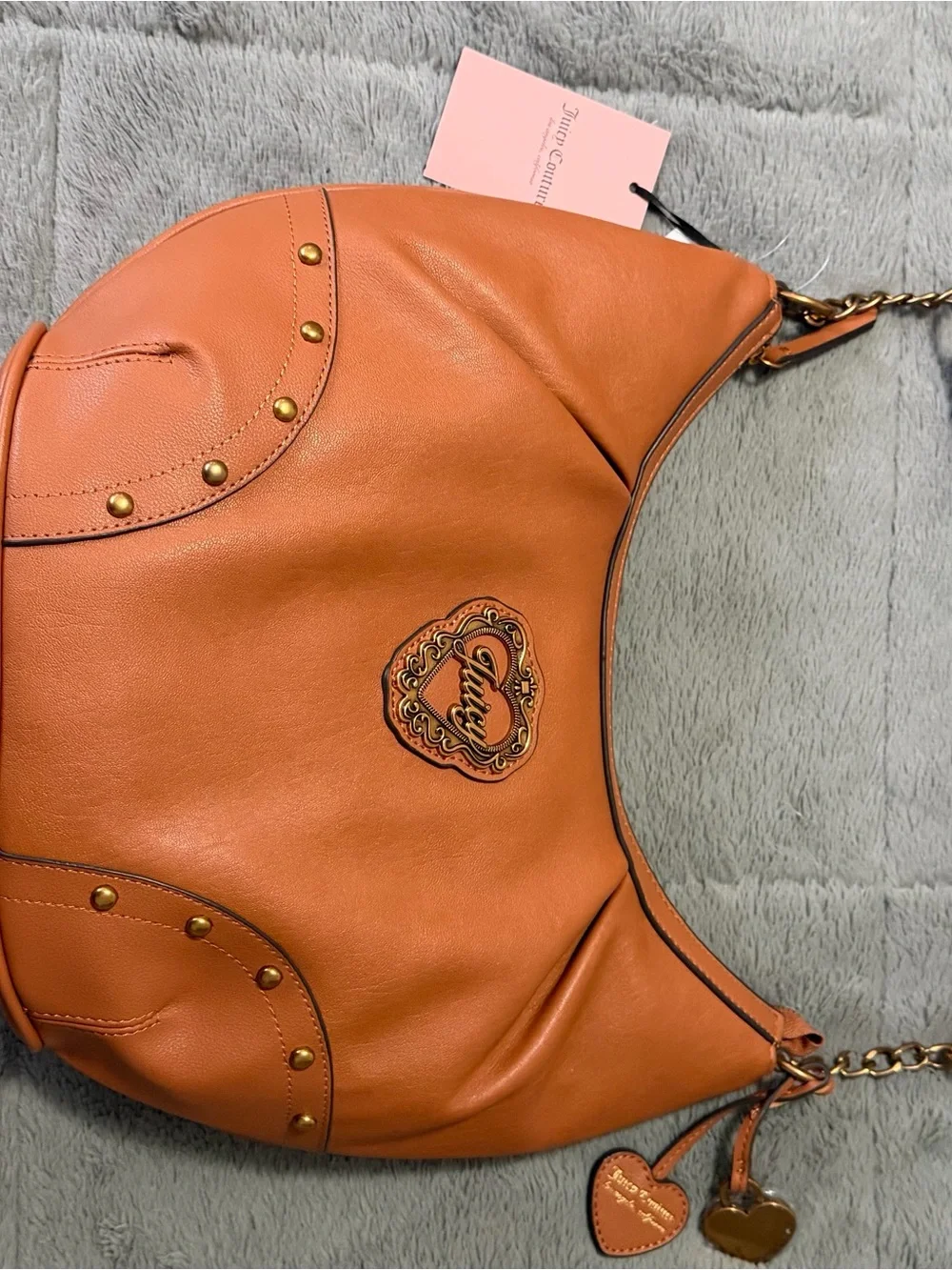 Juicy Couture cinnamon Leather Hobo with Gold Accents